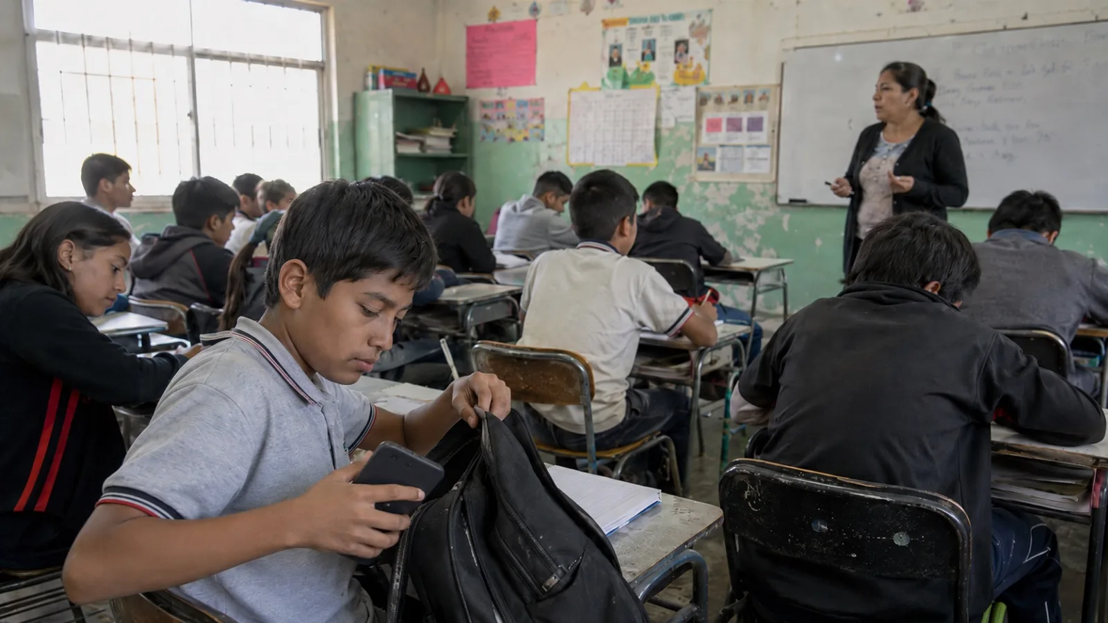 Una escuela sin celulares, pero con los mismos problemas