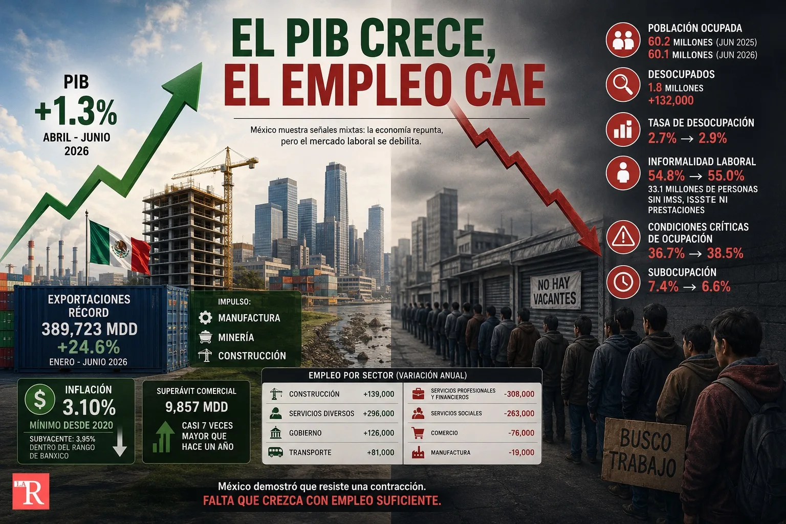 El PIB crece, el empleo cae