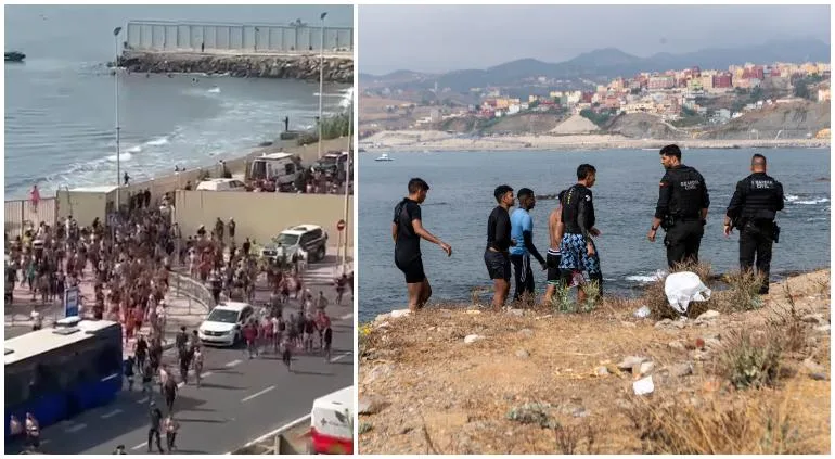 Cientos de migrantes cruzan de Marruecos a Ceuta en una nueva crisis fronteriza