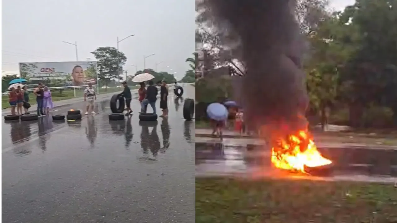 Vecinos bloquean el Periférico de Mérida en protesta por apagón y exigen respuesta de la CFE