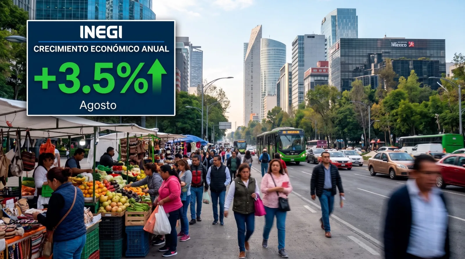 Economía mexicana crece 3.5% anual en agosto y muestra señales de recuperación, reporta el INEGI