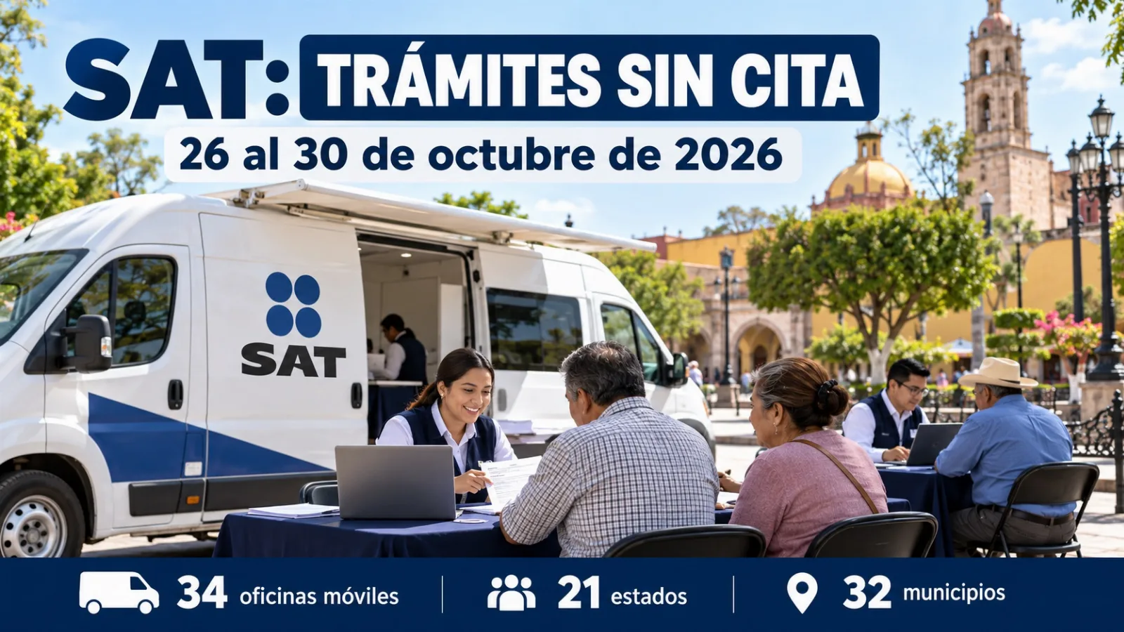 SAT llevará oficinas móviles a 21 estados del 26 al 30 de octubre; ofrecerá trámites sin cita