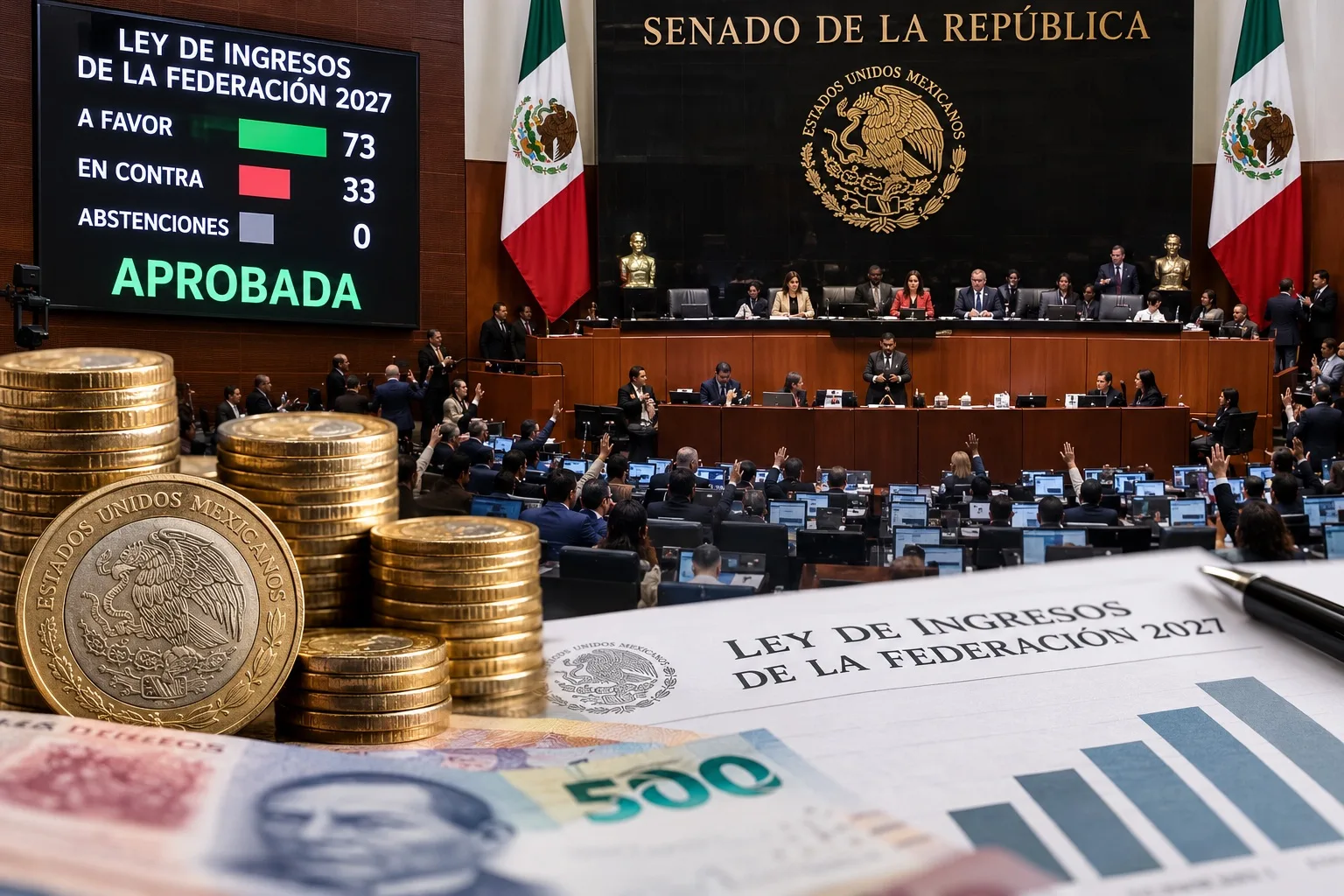 Senado aprueba Ley de Ingresos 2027: México prevé 10.6 billones de pesos y autoriza deuda por 1.7 billones