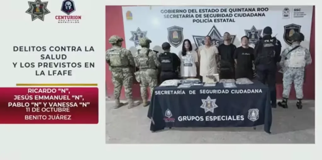 Golpe al narcotráfico en Quintana Roo: 188 detenidos y casi 90 mil dosis de droga aseguradas