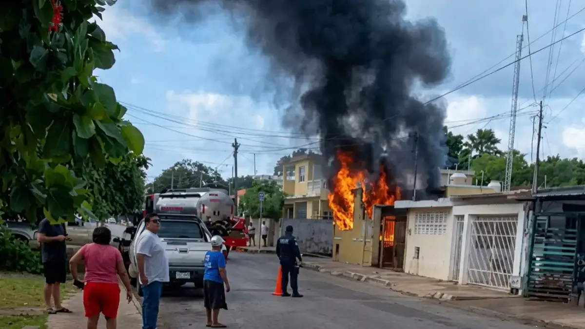 Incendio en vivienda-bodega moviliza a bomberos y policías en el fraccionamiento del Parque