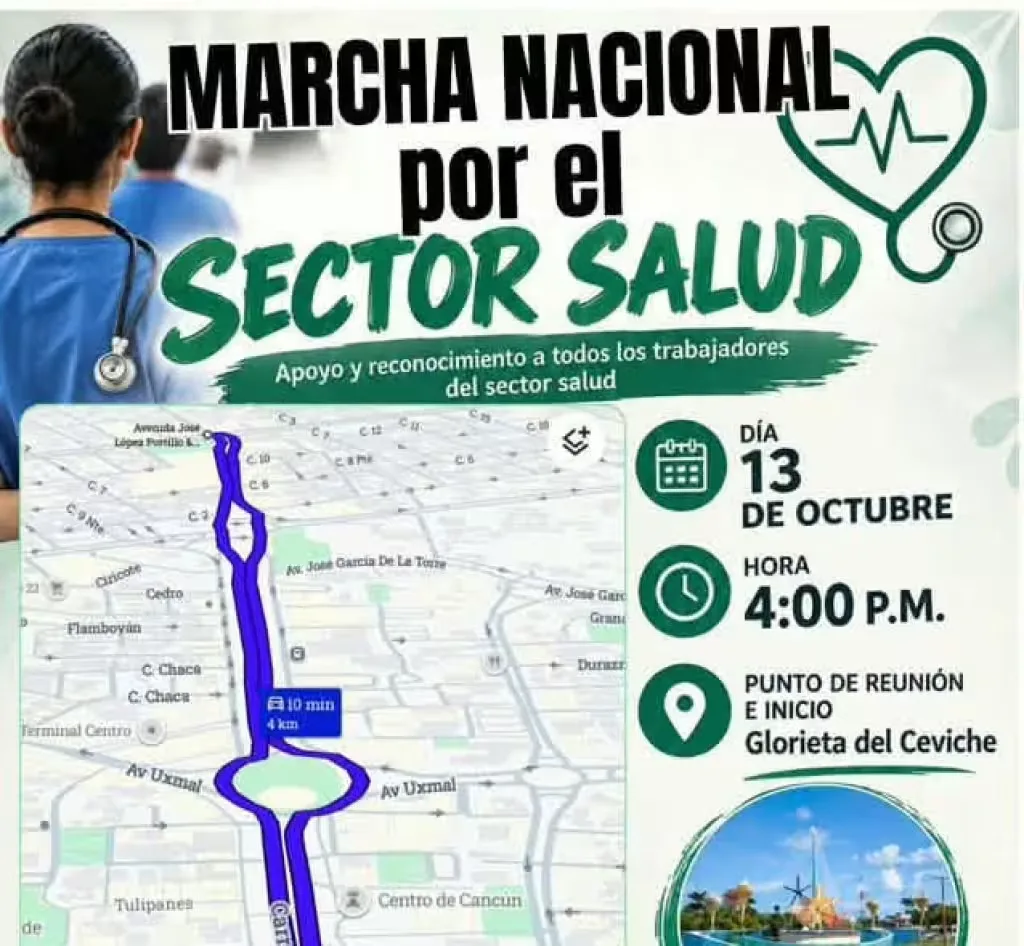 Trabajadores de la salud tomarán las calles de Cancún: anuncian marcha este 13 de octubre