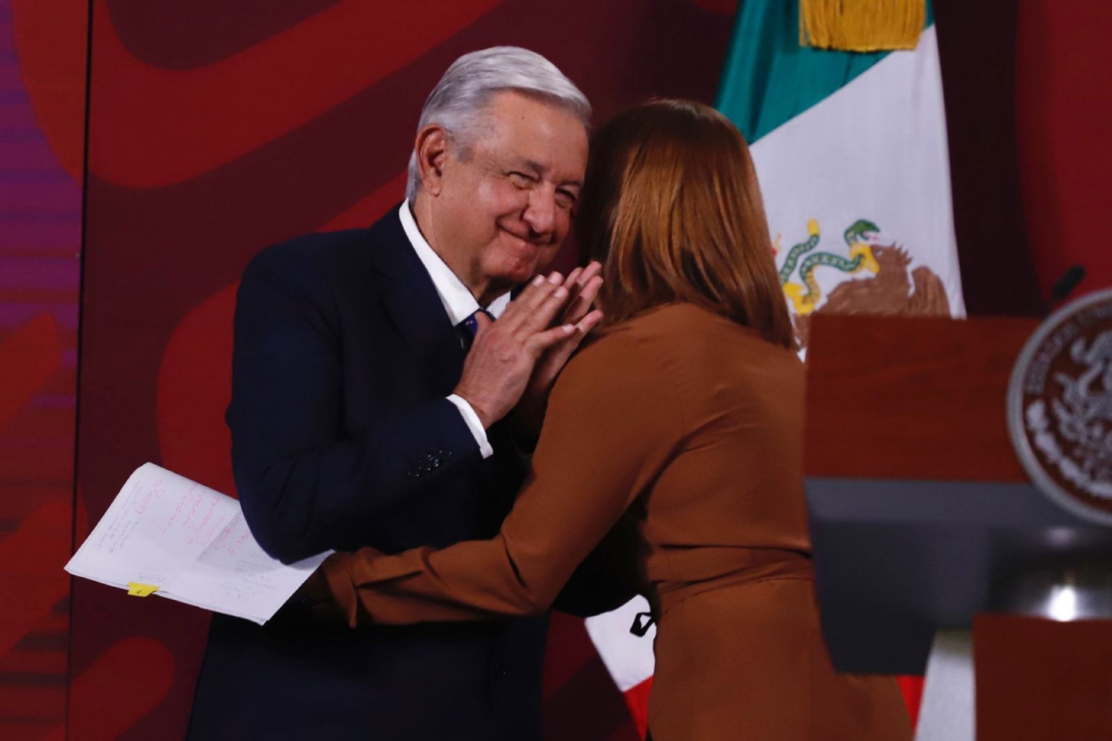 En la cara del presidente