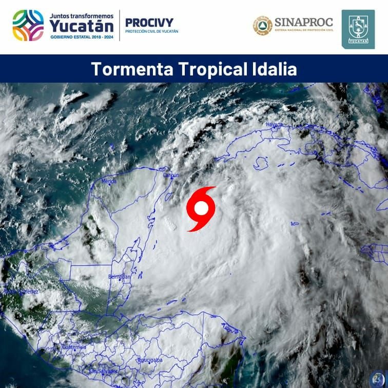 Lluvias moderadas a fuertes en la costa oriente y cono sur de Yucatán por la influencia de “Idalia”