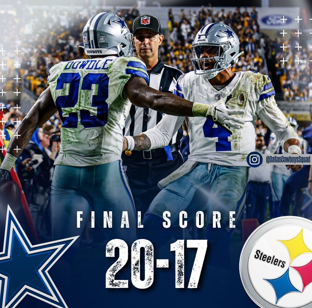 Los Cowboys vencen a Steelers con remontada de Dak Prescott en emocionante Sunday Night Football