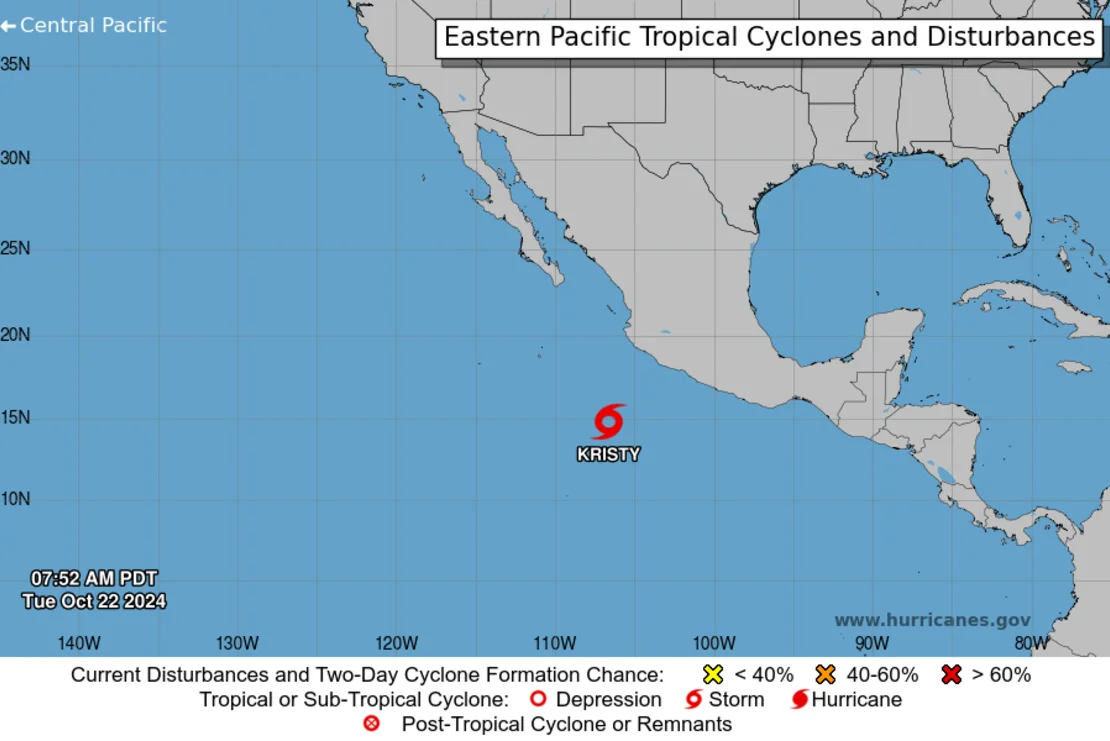 Huracán Kristy se intensifica: alerta por lluvias en varios estados de México
