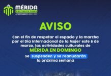 Mérida en Domingo suspende actividades el 8 de marzo.