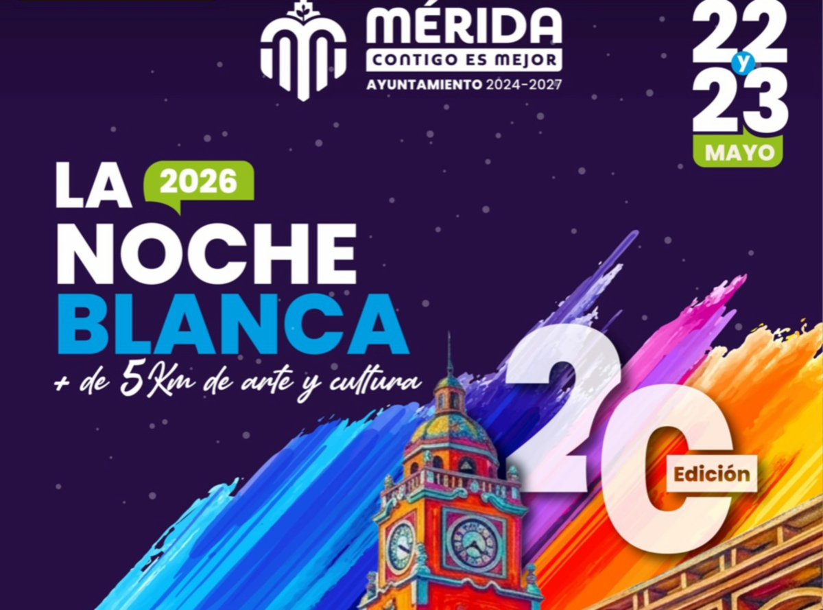 La Noche Blanca 2026 en Mérida presenta cartelera diversa con más de 200 actividades culturales