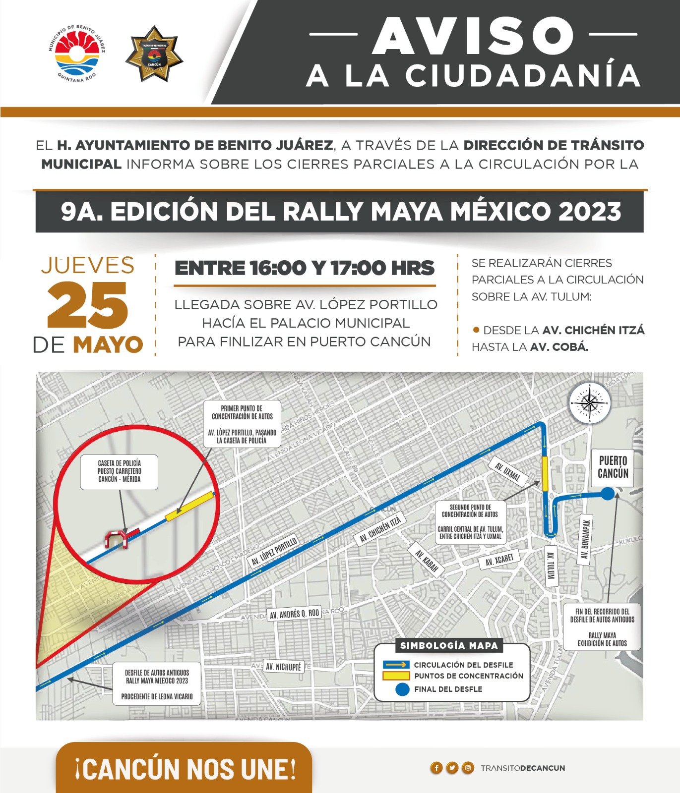 Anuncian cierre de vialidades por Rally Maya