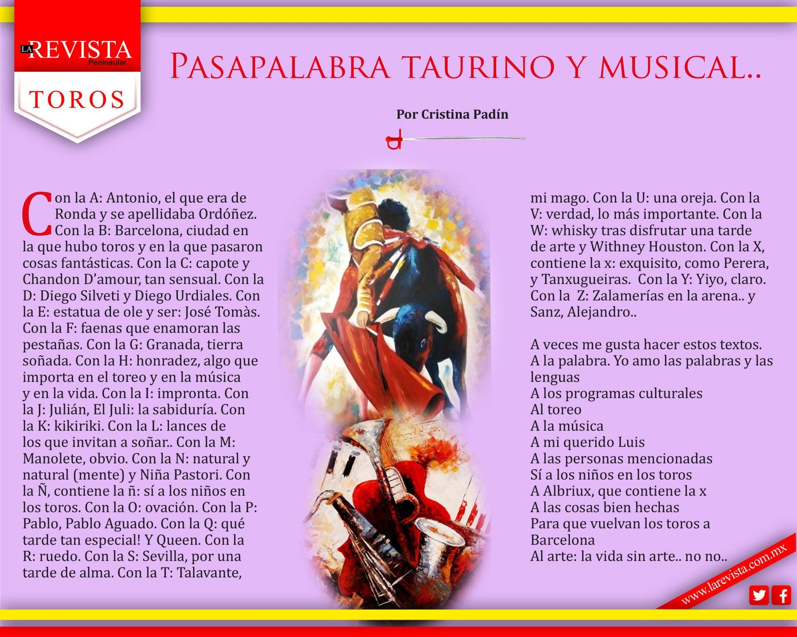 Pasapalabra taurino y musical...