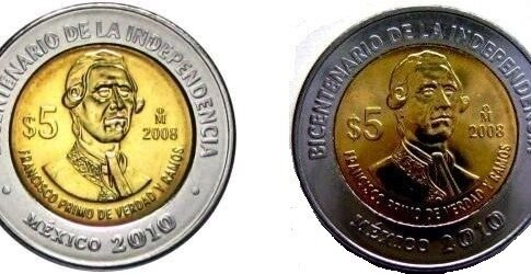 Monedas de cinco pesos conmemorativas