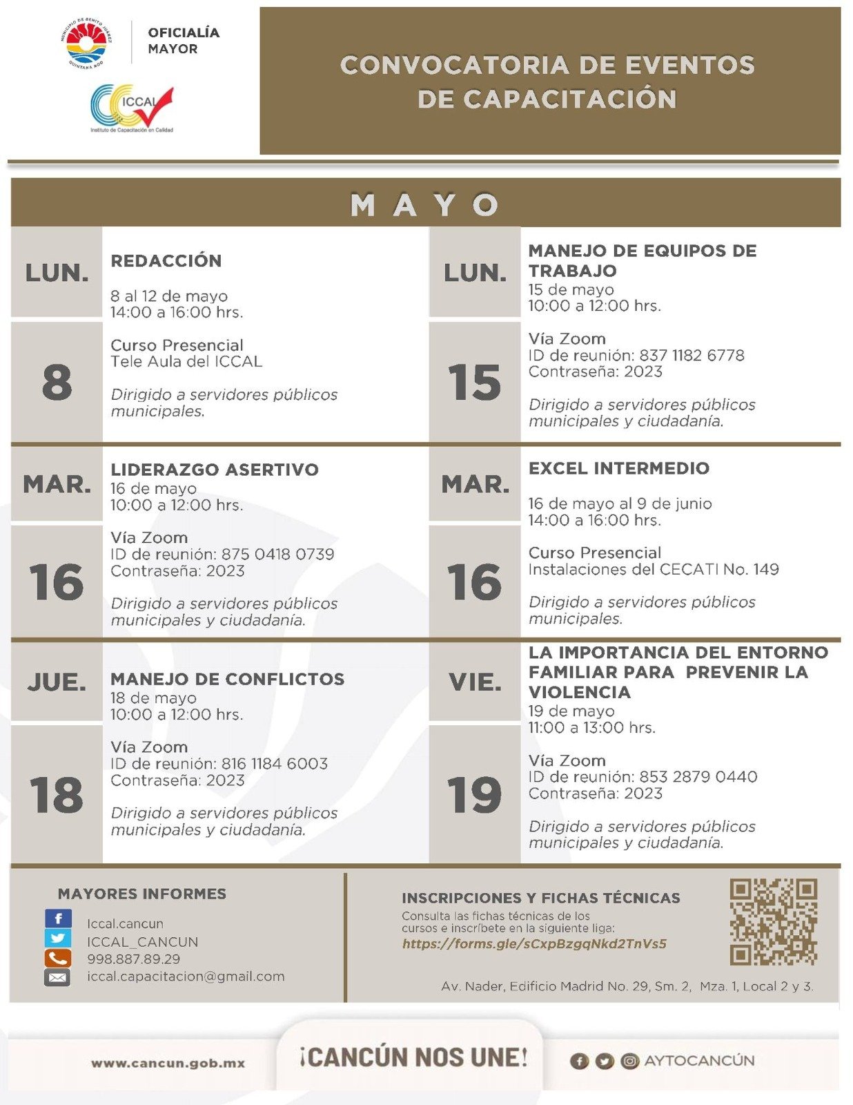 Invita gobierno de BJ a primera parte de cursos de capacitación