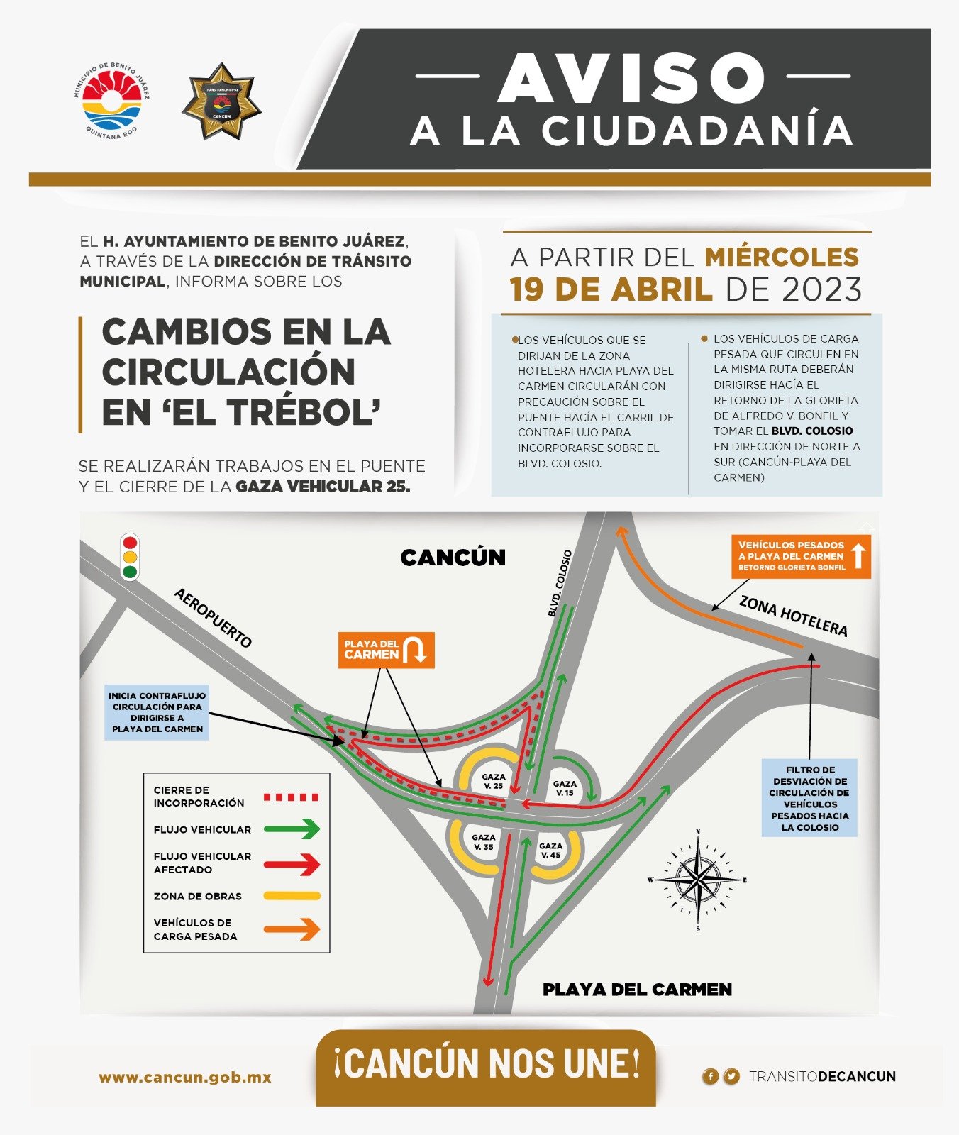 Anuncia gobierno de BJ adecuaciones viales por trabajos de obra del Puente del Trebol
