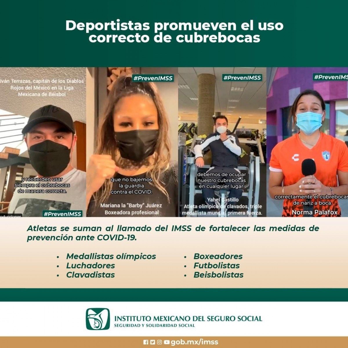 Referentes del deporte mexicano promueven en redes sociales del IMSS medidas de higiene contra COVID-19