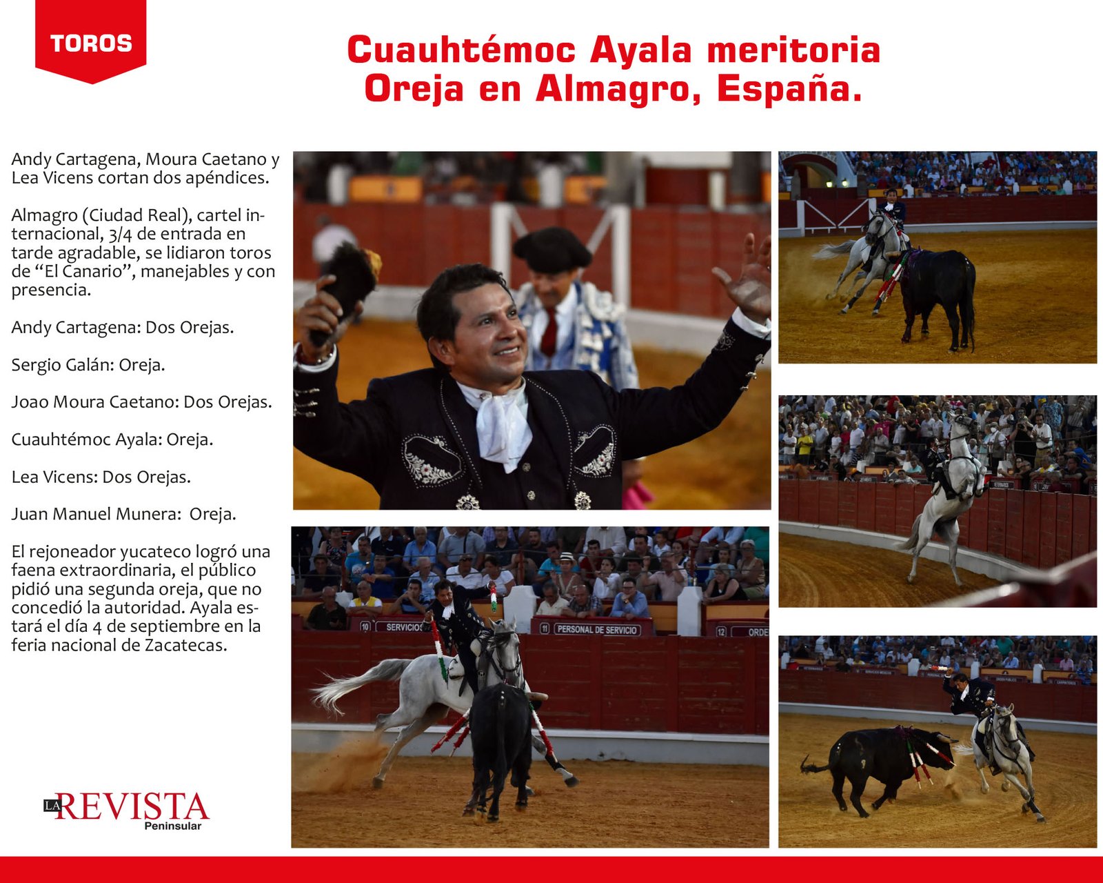 Cuauhtémoc Ayala meritoria oreja en Almagro, España