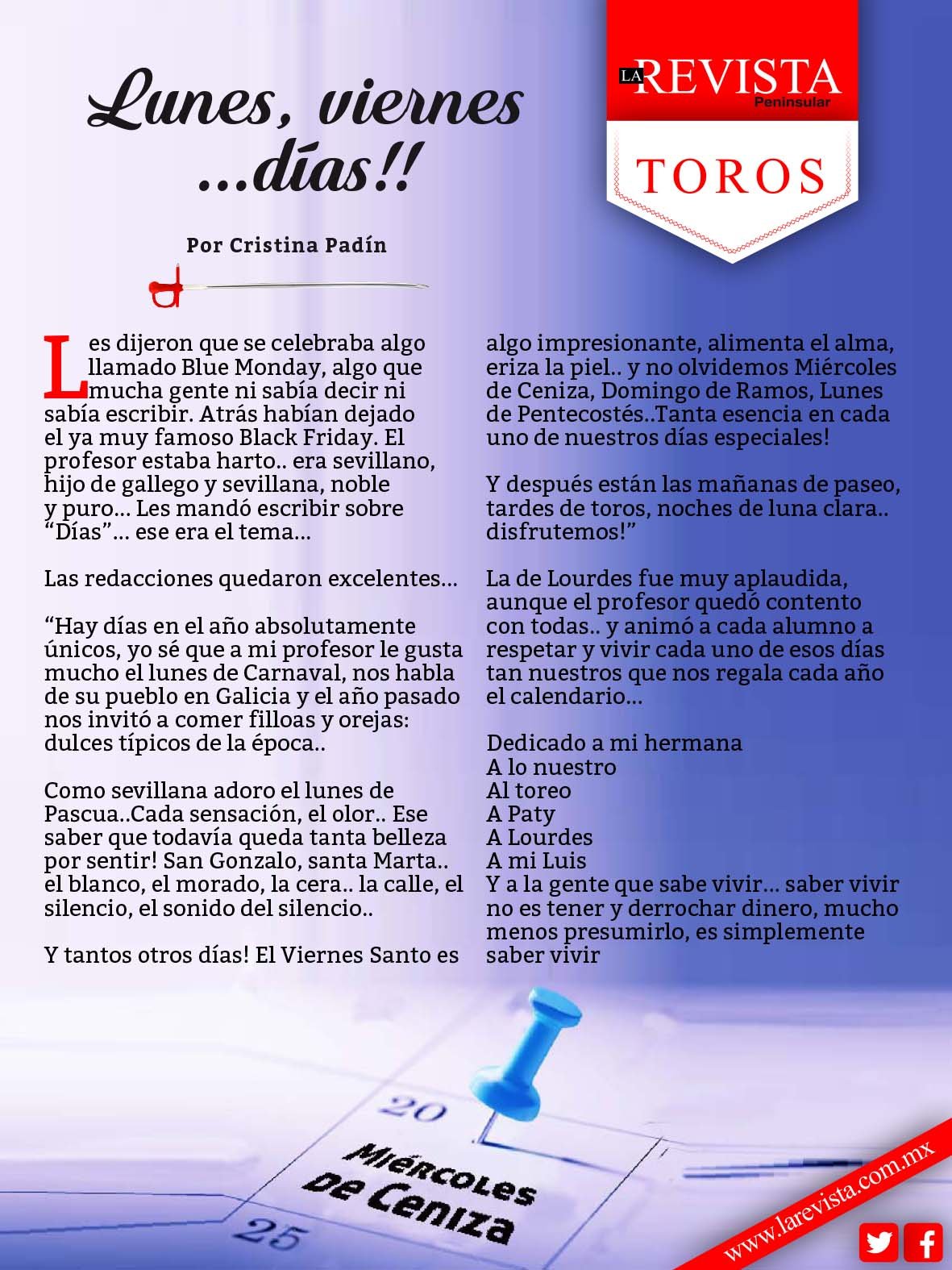 Lunes, viernes... días...