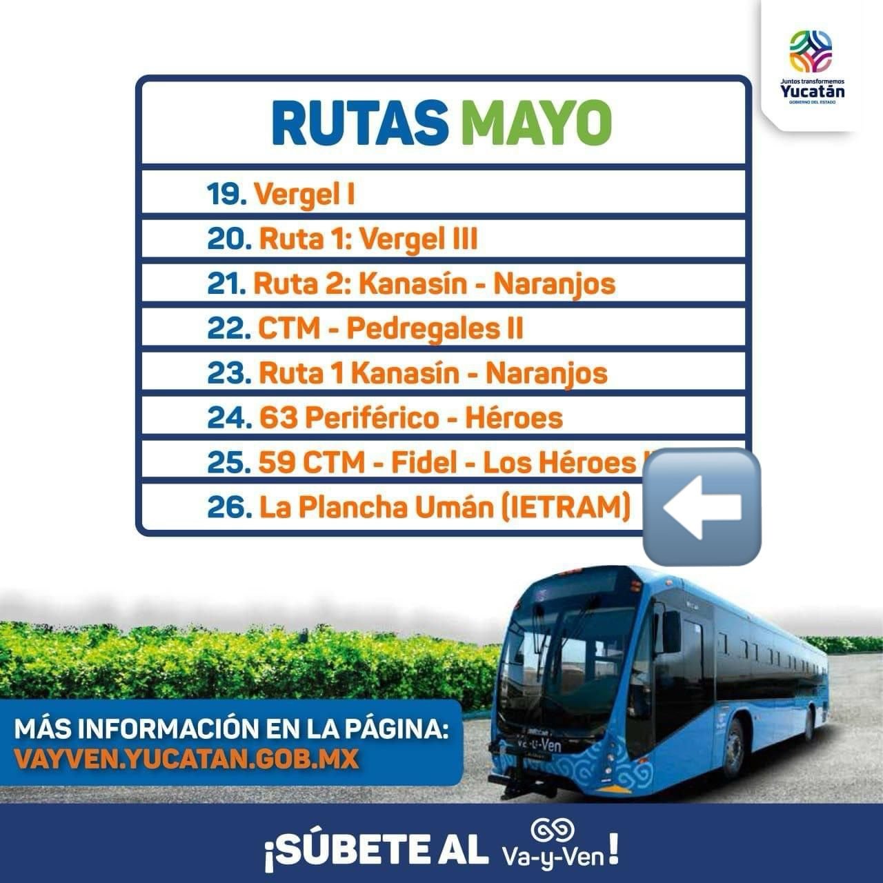 Nuevas rutas del Va y Ven llegarán a Umán en el mes de mayo