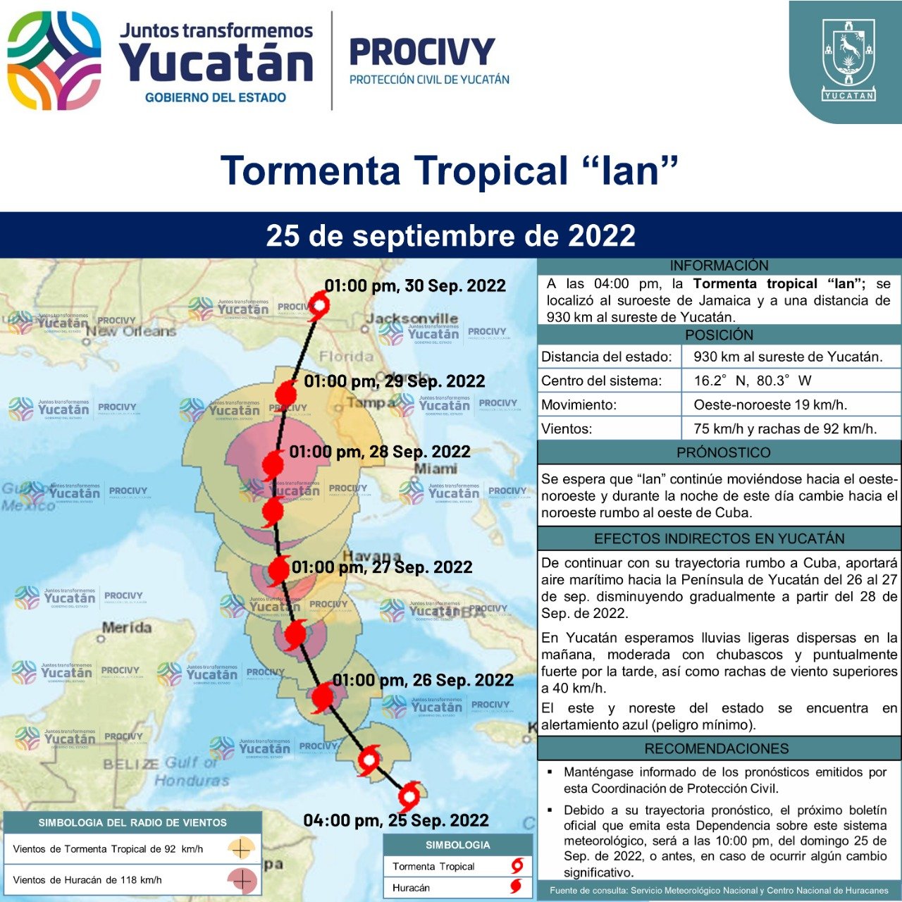 Mantiene Procivy vigilancia sobre tormenta tropical "Ian", el cual no representa, por ahora, peligro para Yucatán