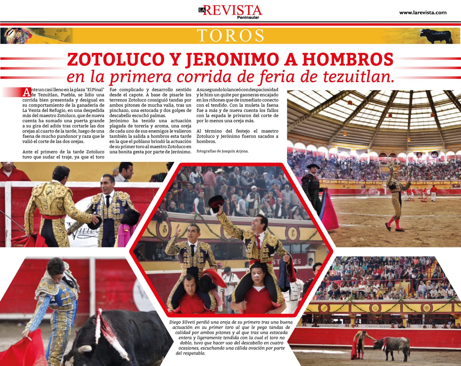 Zotoluco y Jerónimo a hombros en la primera corrida de Feria de Tezuitlán