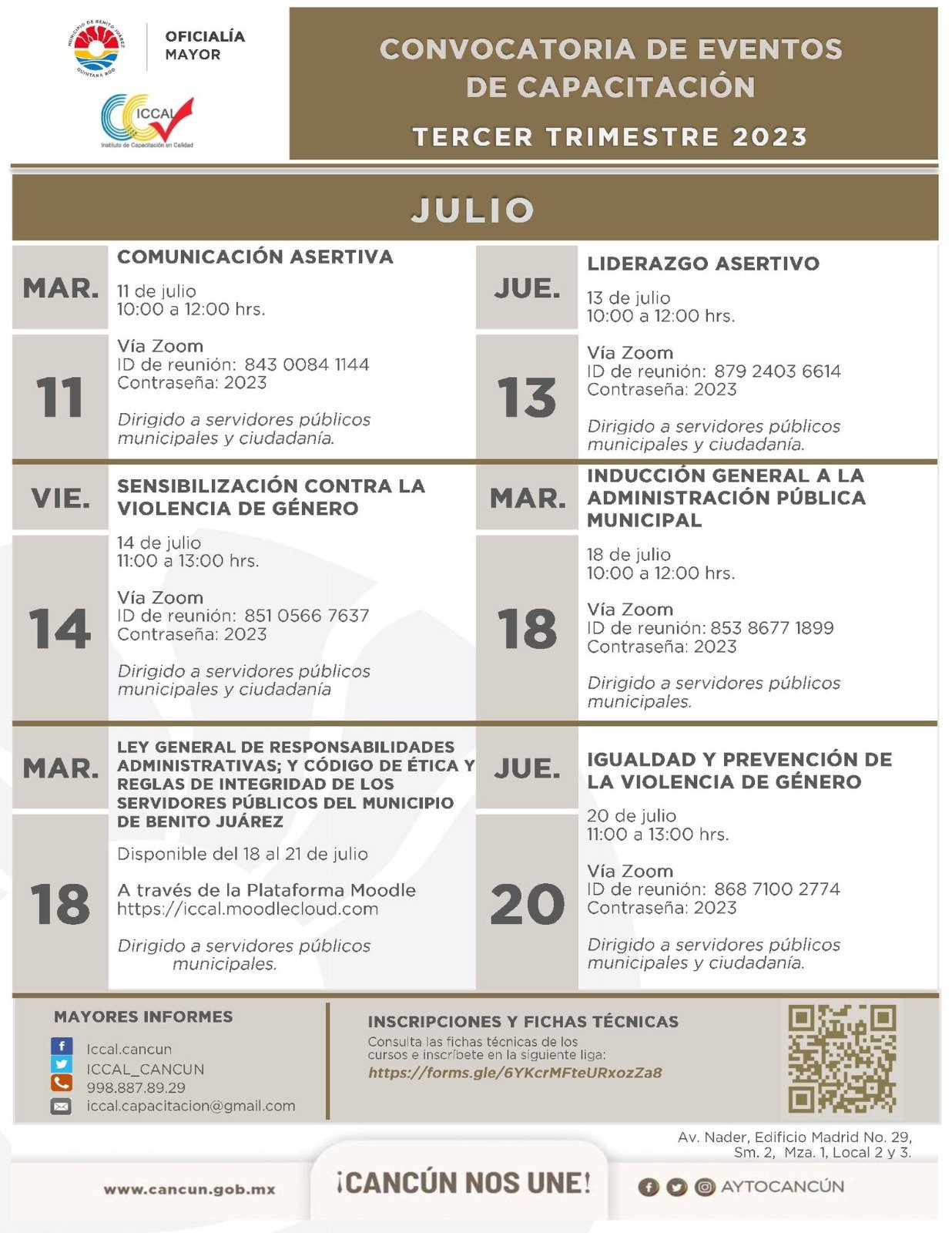 Cursos preventivos sobre violencia de género en Cancún