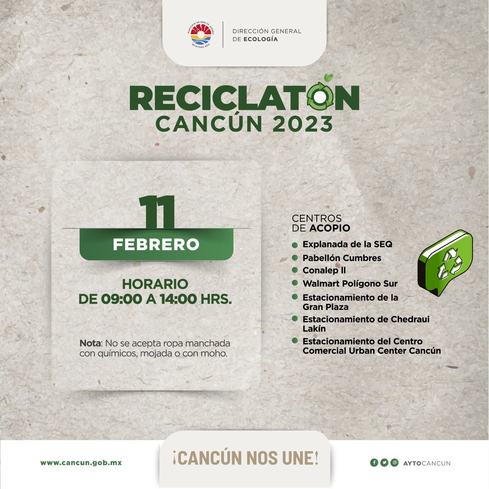 Invitan autoridades municipales  a sumarse a actividades ecológicas en Cancún