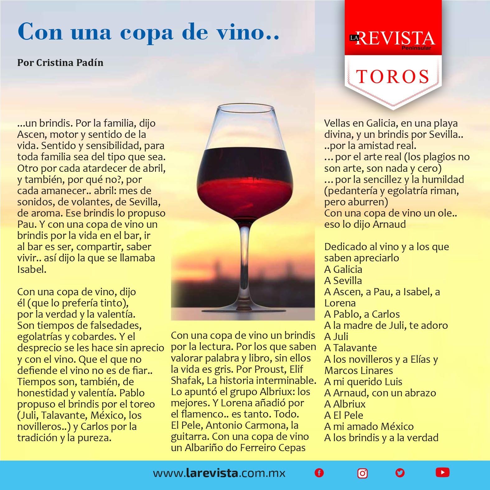 Con una copa de vino...