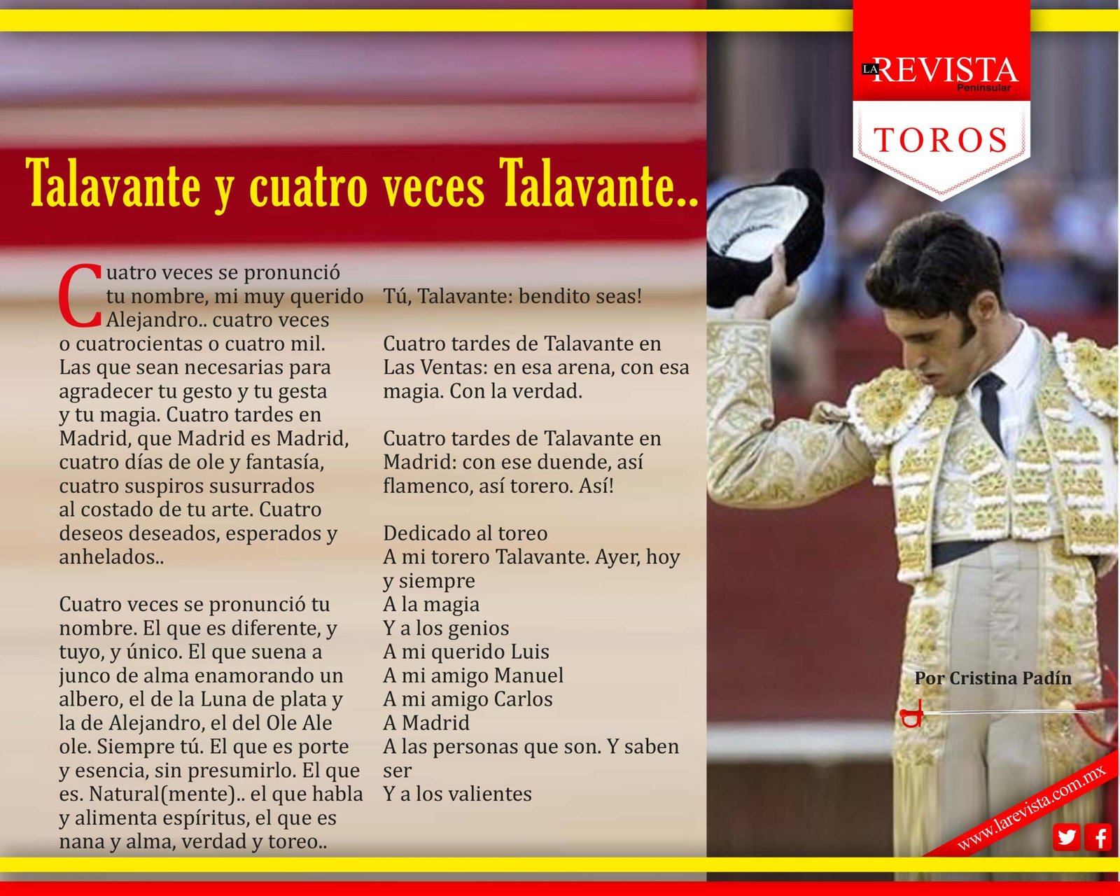 Talavante y cuatro veces Talavante...