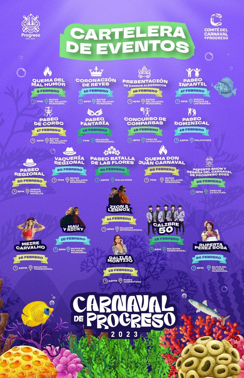 Zacarías Curi y Comité del Carnaval de Progreso invitan a los eventos de la cartelera musical