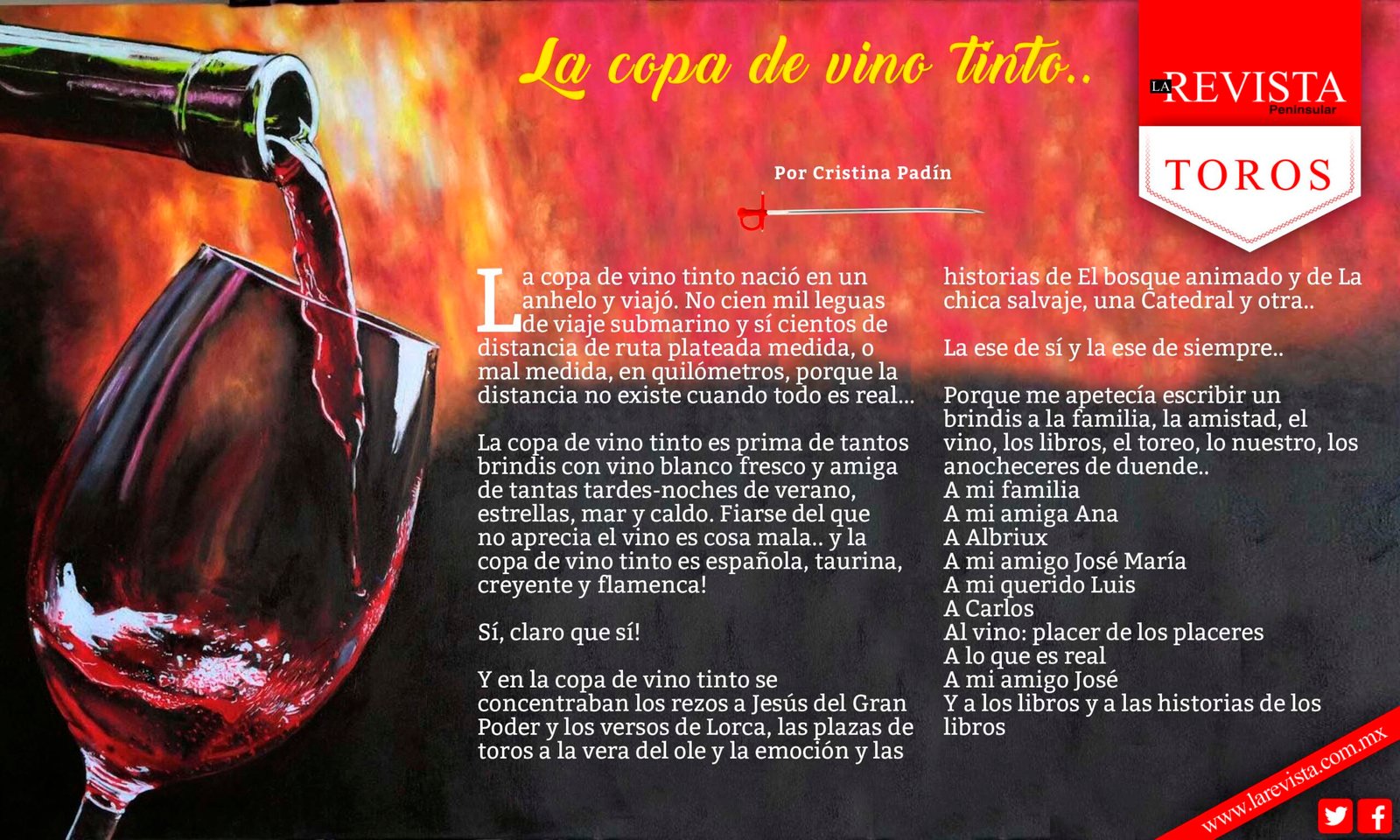 La copa de vino tinto..